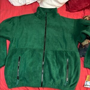 Men’s Green Fleece Zip-Up Jacket, size L